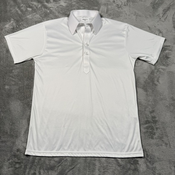 Collars & Co. Polo Shirt Mens Medium White Dress Collar Polyester Performance - Picture 2 of 9